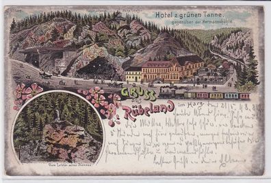 15040 Ak Lithographie Gruß aus Rübeland Hotel zur grünen Tanne 1898