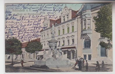 70019 Ak Schönebeck a.E. Markt mit Marktbrunnen um 1910