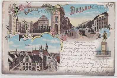71854 Ak Lithographie Gruss aus Dessau 1901