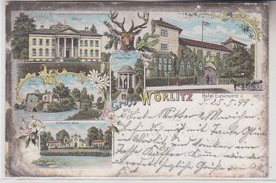71860 Ak Lithographie Gruß aus Wörlitz Hotel Eichenkranz 1899