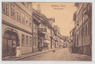 72721 Ak Stolberg Harz Ritterstrasse mit Gasthaus Weißes Roß um 1910