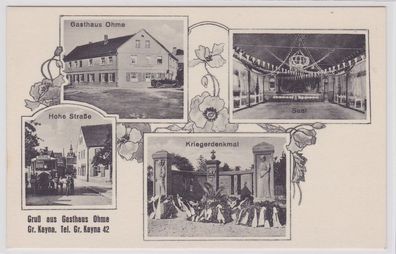 72823 Mehrbild Ak Gruß aus Gasthaus Ohme Groß Kayna um 1930