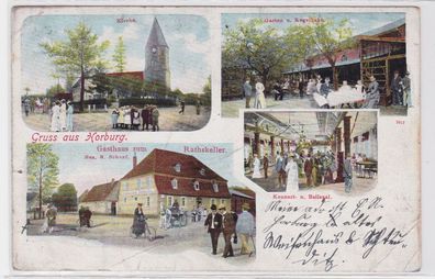88156 Mehrbild Ak Gruß aus Horburg Gasthaus zum Ratskeller, Kirche usw. 1908
