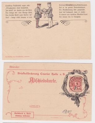 88451 Ganzsachen Abschiedskarte Privatpost Courier Halle a.S. 1900