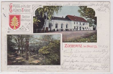 91712 Mehrbild Ak Gruß aus der grünen Tanne Zöberitz bei Halle a.S. 1902