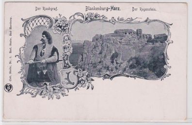 95074 Mehrbild Ak Blankenburg-Harz Der Raubgraf, Regenstein um 1900