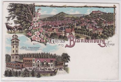 95180 Ak Lithographie Gruss aus Blankenburg im Harz Hotel Ziegenkopf um 1900