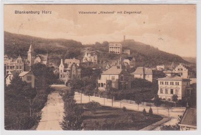 95186 Ak Blankenburg am Harz - Villenviertel 'Westend' mit Ziegenkopf 1915