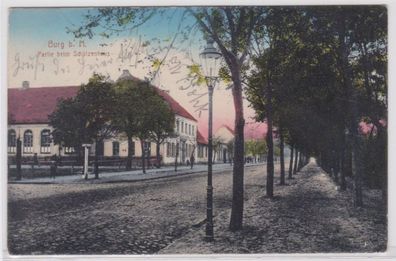95556 Ak Burg bei Magdeburg, Partie beim Schützenhaus 1916
