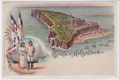 05466 Künstler Ak Gruß aus Helgoland - Luftbild der Insel, Helgoländer um 1900
