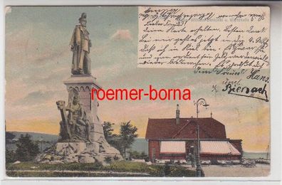 70254 Ak Holtenau Kaiser Wilhelm Denkmal und Wartehalle um 1900