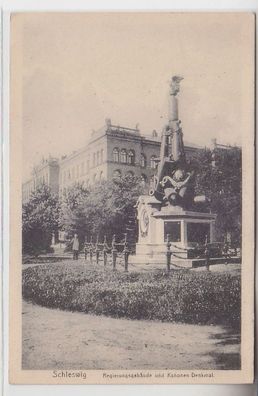 71191 Feldpost Ak Schleswig Regierungsgebäude und Kanonen-Denkmal 1916