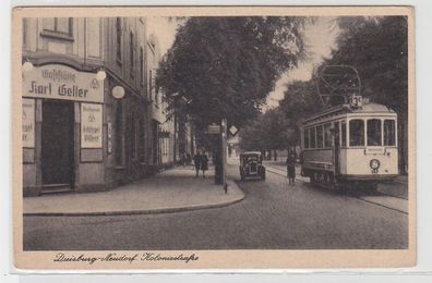 18892 Ak Duisburg Neudorf Koloniestraße Gaststätte Karl Geller und Straßenbahn