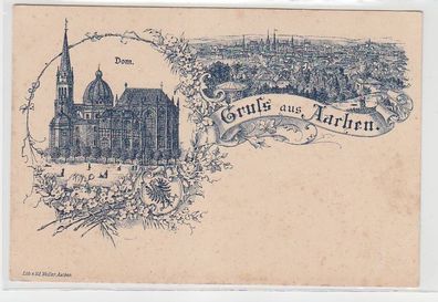 69932 Mehrbild Ak Gruß aus Aachen Totalansicht und Dom um 1910