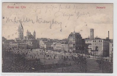 71059 Ak Gruss aus Köln, Neumarkt, 1908
