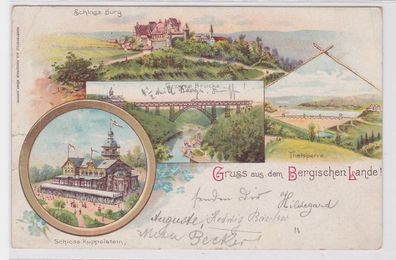 86402 AK Gruss aus dem Bergischen Lande - Schloss Burg & Kuppelstein 1897