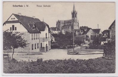 89050 Feldpost Ak Scherfede in Westfalen neue Schule 1915