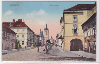 34979 Ak Leitmeritz Litomerice - Blick in die Lange Gasse, Kirche, Gasthof 1926