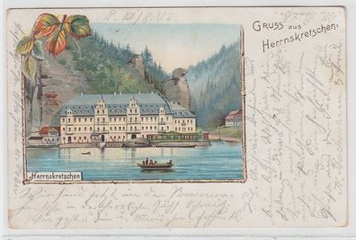 71511 Ak Lithographie Gruß aus Herrnskretschen 1903