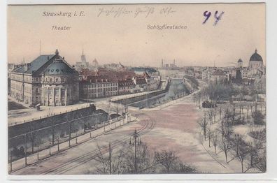 70900 Ak Strassburg im Elsass Theater und Schöpflinstaden um 1910