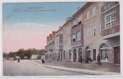 89318 AK Eydtkuhnen - Markt und Blick auf die litauische Grenze um 1910