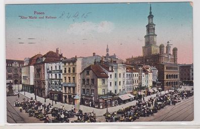 44138 AK Posen - Alter Markt und Rathaus, Frischemarkt, Geschäfte 1915
