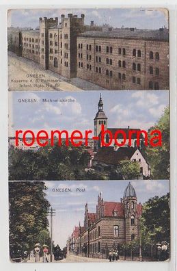 73059 Mehrbild Ak Gnesen Kaserne 6. Pomm. Inf. Rgt., Michaeliskirche, Post 1914