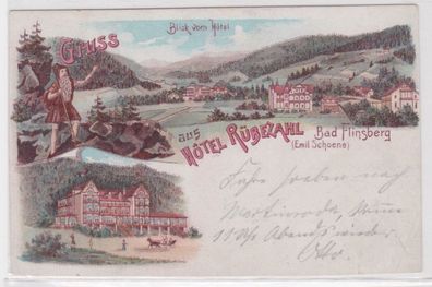 07872 Ak Lithographie Gruß aus Hotel Rübezahl Bad Flinsberg 1901