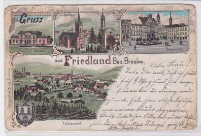 68385 Ak Lithographie Gruß aus Friedland Bezirk Breslau 1898