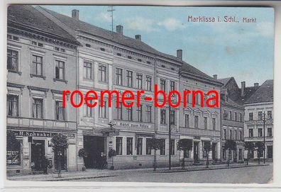 73196 Ak Marklissa in Schlesien Markt mit Hotel zum Adler 1915