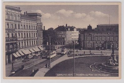75360 AK Görlitz/ Schlesien - Hindenburg-Platz mit Hauptpost 1943