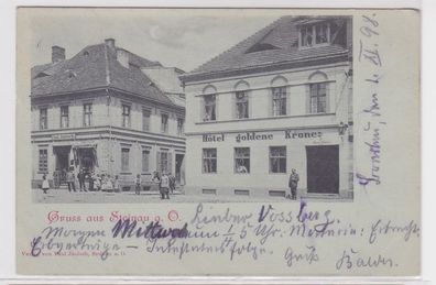87011 Ak Gruß aus Steinau a.O. Scinawa Hotel goldene Krone 1898