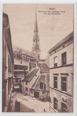 71259 Ak Riga Konvent zum Heiligen Geist mit der Petrikirche 1918