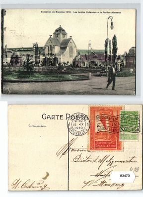 83470 Ak Exposition de Bruxelles 1910 Les Jardins Hollandais et le Pavillon Alle