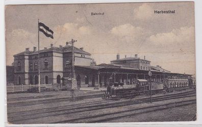 89216 Feldpost Ak Herbesthal Bahnhof mit Dampflokomotive 1919