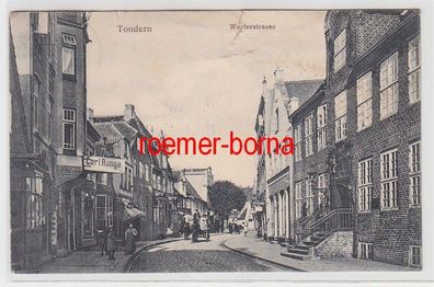 72653 Ak Tondern Tønder Dänemark Westerstraße mit Geschäften 1912