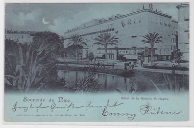 72671 Mondschein AK Souvenir de Nice (Nizza) - Hôtel de la Grande Bretagne 1900