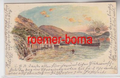 73712 Ak Lithografie Taormina ? Mittelmeer 1900