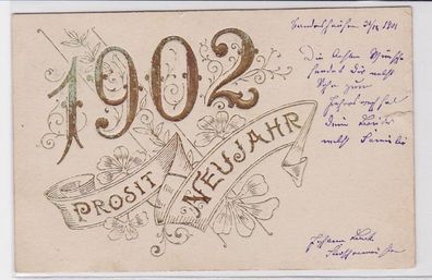 80845 Glückwunsch AK Prosit Neujahr (geprägt) 1902