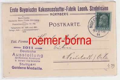 26814 Reklame Ak Nürnberg erste bayerische Kokosnussbutter Fabrik 1911