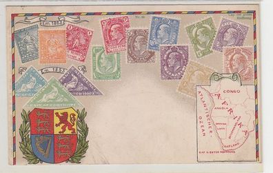 02243 Wappen Ak Cape of Good Hope Kap der guten Hoffnung mit Briefmarken um 1900