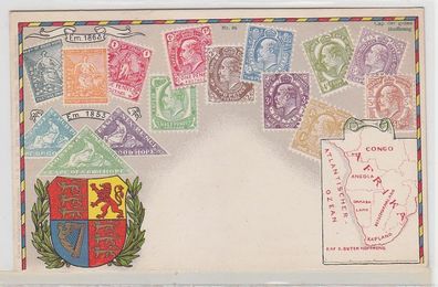 69082 Wappen Ak Cape of Good Hope Kap der guten Hoffnung mit Briefmarken um 1900