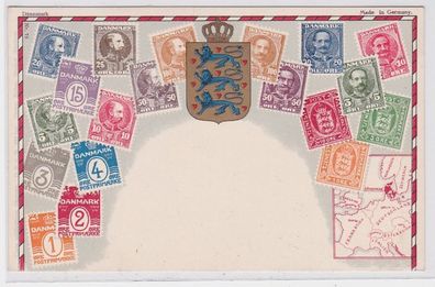 85855 Briefmarken AK Briefmarken von Dänemark um 1910