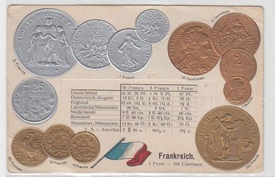69097 Präge Ak Frankreich mit Abbildungen von Münzen um 1910