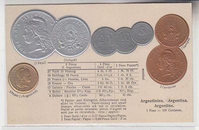 70094 Präge Ak Argentinien mit Abbildungen von Münzen um 1910