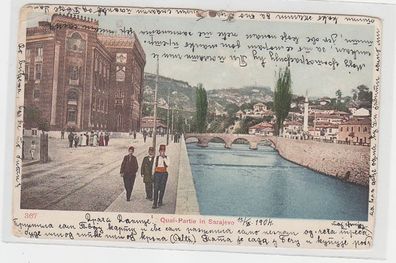 67080 Ak Quai-Partie in Sarajevo Bosnien und Herzegowina 1904