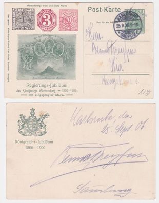 95739 Ganzsache Ak 100 jähriges Regierungsjubiläum Königreichs Württemberg 1906