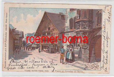 73942 Ak Lithographie La Place et Arcades de Berne Schweiz 1900