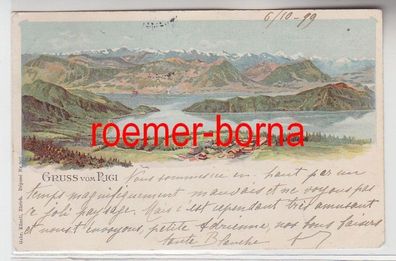 73706 Ak Lithographie Gruss vom Rigi Schweiz Totalansicht 1899