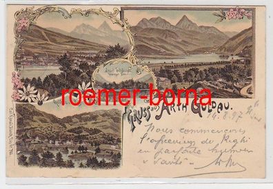 73897 Ak Lithographie Gruß aus Arth Goldau Schweiz 1897
